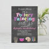 Pottery Painting Party Chalkboard Style Uitnodigin Kaart (Staand voorkant)