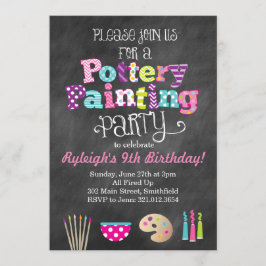 Pottery Painting Party Chalkboard Style Uitnodigin Kaart