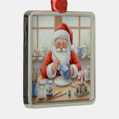 Pottery Painting Santa Claus  Metalen Ornament (Rechts)