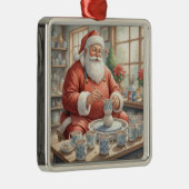 Pottery Painting Santa Claus  Metalen Ornament (Rechts)