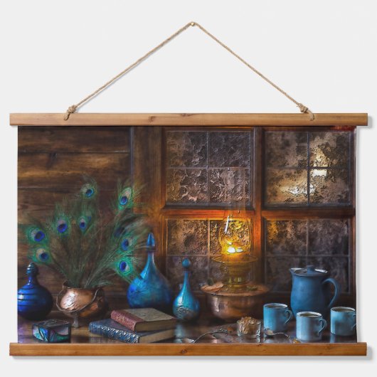  Pottery still life Books en Lantern Hangend Wandkleed (Voorkant)