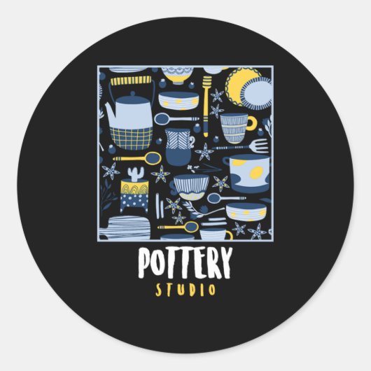 Pottery Studio Ceramics Porcelain Sculpting Gift Ronde Sticker (Voorkant)