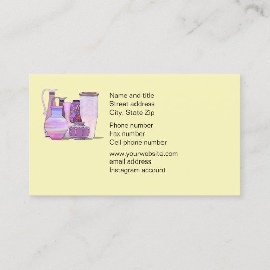 Pottery Supply Shop Visitekaartje (Achterkant)