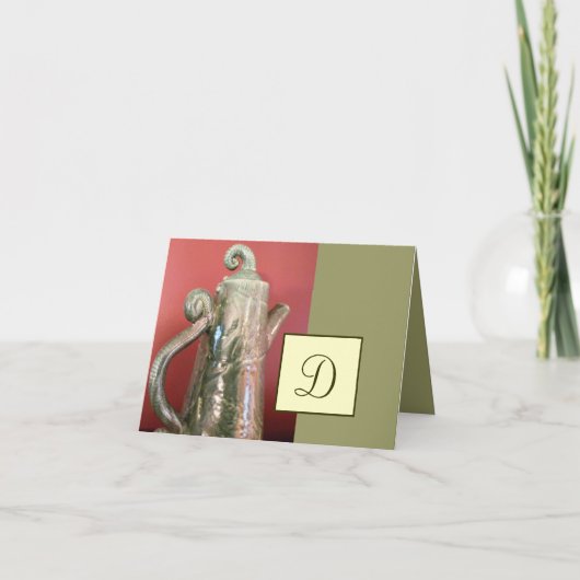 Pottery Tea Pot Note Card met monogram Notitiekaartje (Voorkant)