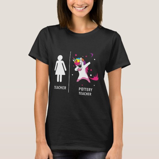 Pottery Teacher Unicorn Dabbing Funny T-shirt (Voorkant)