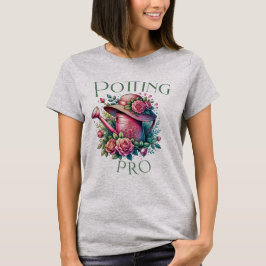 Potting Pro Roze Watering Can Garden Grijs T-shirt