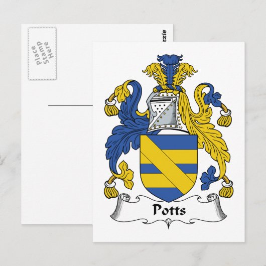 Potts Family Crest Briefkaart (Voorkant / Achterkant)