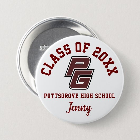 Pottsgrove High School Button Logo Custom Personal (Voorkant /achterkant)