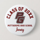 Pottsgrove High School Button Logo Custom Personal (Voorkant)