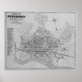 Pottstown Borough Map PA Pennsylvania 1871 Poster (Voorkant)