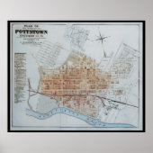 Pottstown Borough Map PA Pennsylvania 1871 Poster (Voorkant)