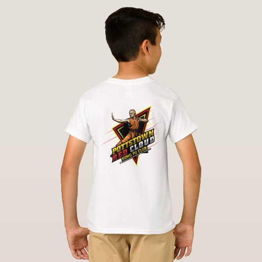 Pottstown Red Cloud Kung Fu Club Kinder Witte Shir T-shirt (Achterkant volledig)