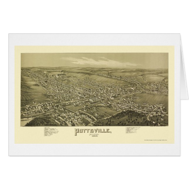 Pottsville, PA Panoramic Map - 1889 (Voorkant Horizontaal)