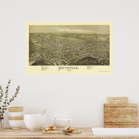 Pottsville, PA Panoramic Map - 1889 Poster (Keuken)