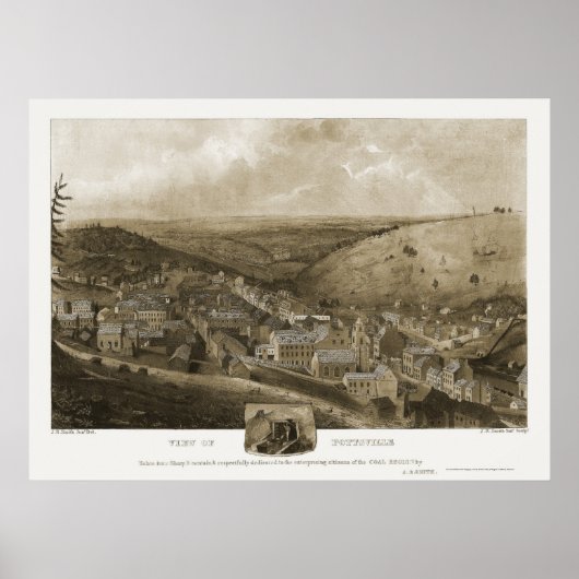 Pottsville, PA Panoramic Map - 1922 Poster (Voorkant)