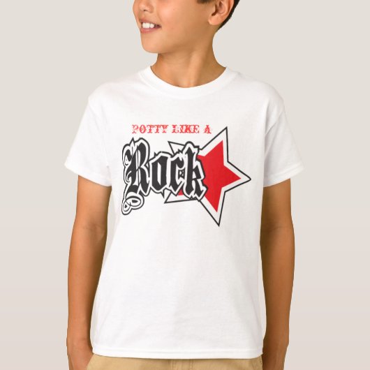 POTTY ALS EEN ROCK STAR BLACK KINDER T-SHIRT (Voorkant)