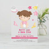 Potty Als Een Rock Star Meisjes Pee Training Party Kaart (Staand voorkant)