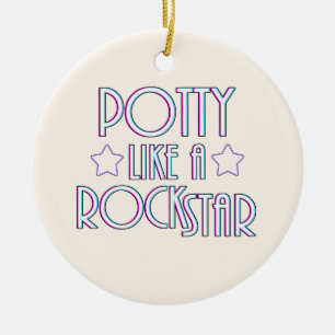 Potty als een rockster keramisch ornament