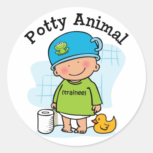 Potty Animal Boy Sticker (Voorkant)