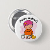 Potty Animal Girl Button (Voorkant /achterkant)