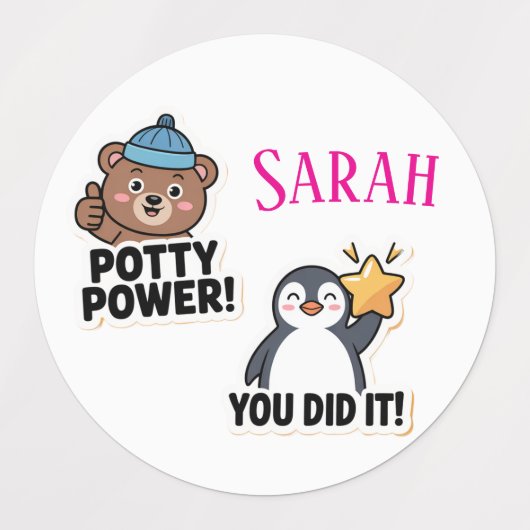 Potty Stickers, Gepersonaliseerde Potty power Labels (Design 1)