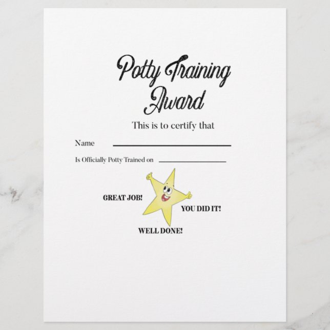 Potty Training Award (Voorkant)