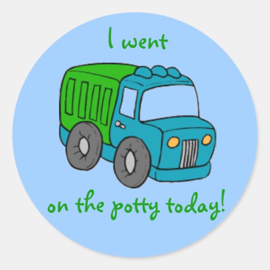 Potty Training Beloning Sticker—Vrachtwagen Ronde Sticker (Voorkant)