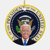 potus joe biden presidentiële kerstboom keramisch ornament (Achterkant)