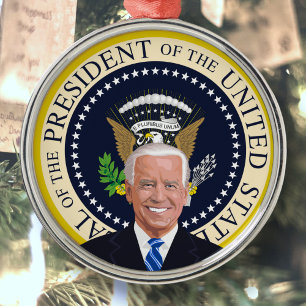 potus joe biden presidentiële kerstboom metalen ornament