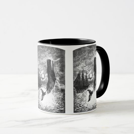 Potvis doorbreekt het wateroppervlak, zeedieren mok (Voorkant rechts)