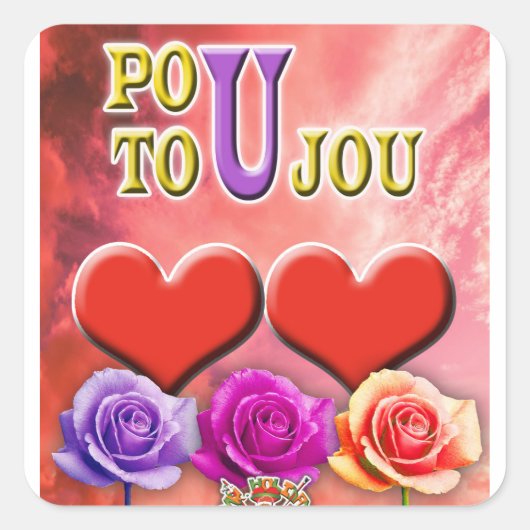 Pou Toujou Vierkante Sticker (Voorkant)