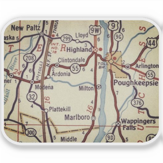 Poughkeepsie  kaart sticker (Voorkant)