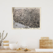 Poughkeepsie New York 1874 Antiek Panorama Poster (Keuken)