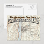 Poughkeepsie, New York Historic Map Briefkaart (Voorkant / Achterkant)