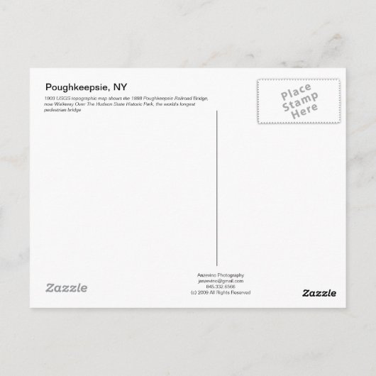 Poughkeepsie, New York Historic Map Briefkaart (Achterkant)