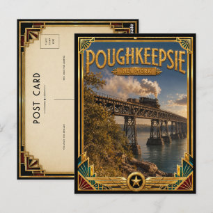 Poughkeepsie New York Vintage Art Deco Gouden Tijd Briefkaart