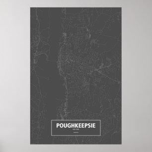 Poughkeepsie, New York (wit op zwart) Poster