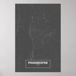 Poughkeepsie, New York (wit op zwart) Poster
