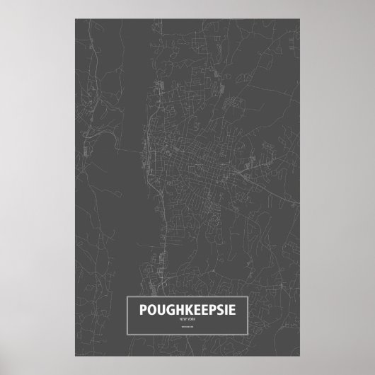 Poughkeepsie, New York (wit op zwart) Poster (Voorkant)
