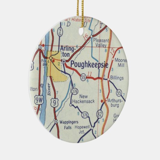 Poughkeepsie NY  Map Keramisch Ornament (Rechts)