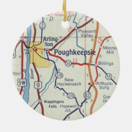 Poughkeepsie NY Map Keramisch Ornament