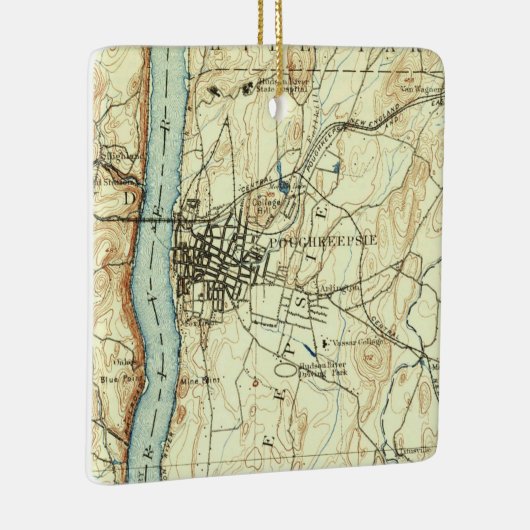 Poughkeepsie NY  Map Keramisch Ornament (Rechts)