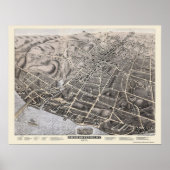 Poughkeepsie, NY Panoramic Map - 1874 Poster (Voorkant)