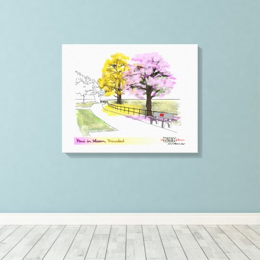 Poui in Bloom Canvas Afdruk (Insitu (Houten vloer))