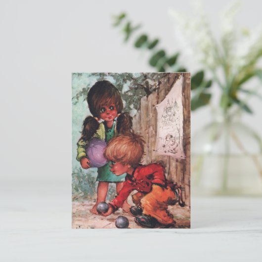 Poulbots pétanque briefkaart (Staand voorkant)