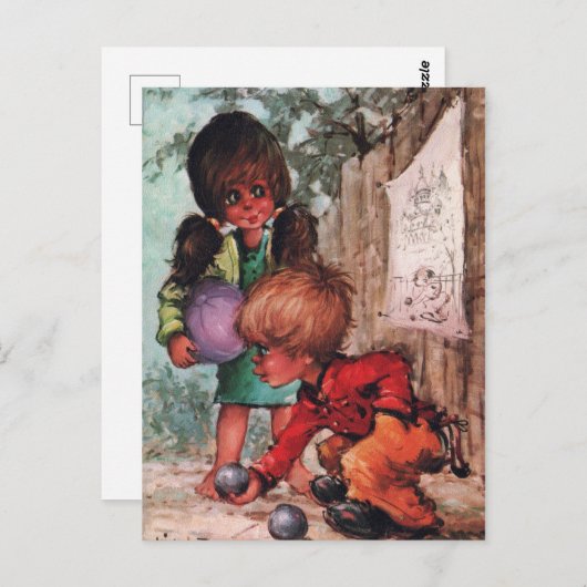 Poulbots pétanque briefkaart (Voorkant / Achterkant)