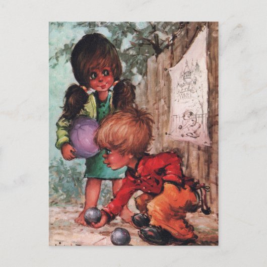 Poulbots pétanque briefkaart (Voorkant)