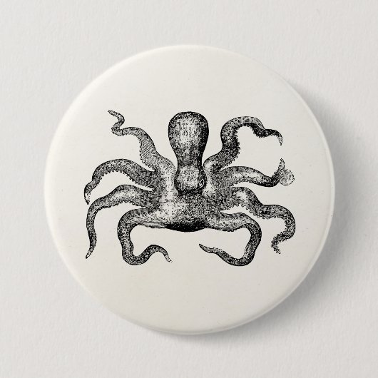  Poulpe Octopus - Sjabloon van inktvis Ronde Button 7,6 Cm (Voorkant)