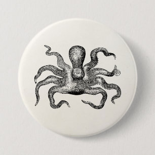  Poulpe Octopus - Sjabloon van inktvis Ronde Button 7,6 Cm