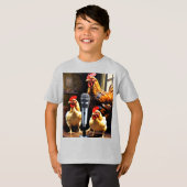Poultry in Session – Chickens with Mic & Recorder T-shirt (Voorkant volledig)